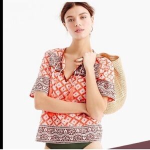 SZ Blockprints‎ for jcrew Leyla tunic neon coral